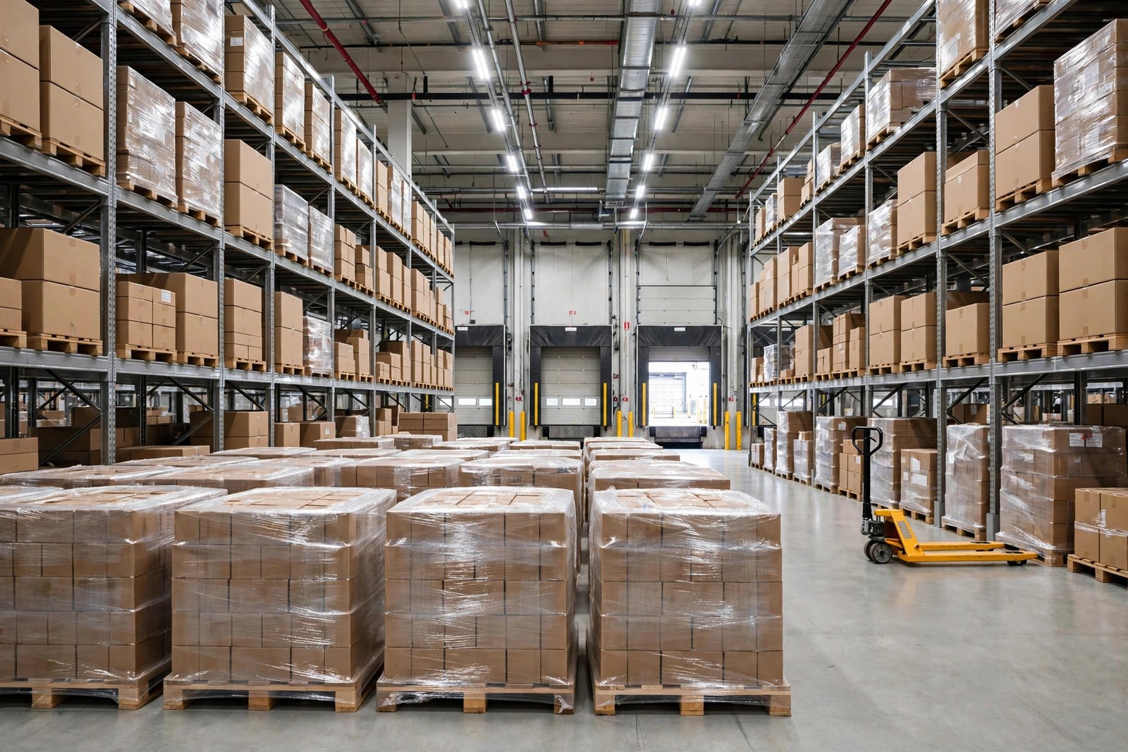 Palletized freight being staged for outbound shipment at the Arsam Wholesale Sacramento facility