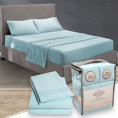 Queen Sheet Set - Luxury Hotel Bed Sheets - Soft Cooling Sheets with Elastic Corner Straps - Deep Pockets Microfiber Bedsheet 4 Piece