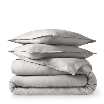 Bare Home Flannel Duvet Cover Set - Full/Queen - 100% Cotton, Velvety Soft Heavyweight Premium Flannel, Double Brushed