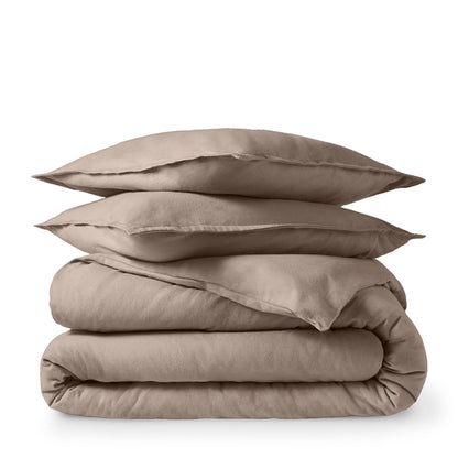 Bare Home Flannel Duvet Cover Set - Full/Queen - 100% Cotton, Velvety Soft Heavyweight Premium Flannel, Double Brushed