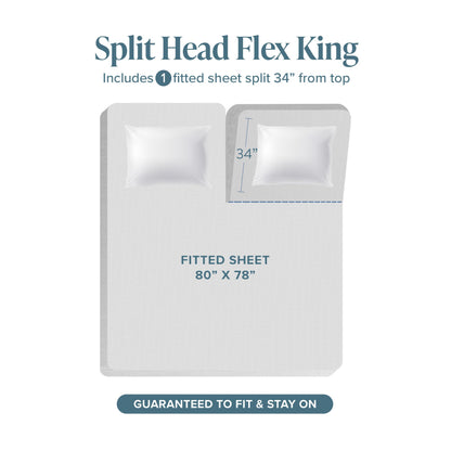 Bare Home Split Head Flex King Sheet Set - 1800 Ultra-Soft Microfiber Bed Sheets 4 Piece Set - FlexTop Bedding Sheets (Grey)