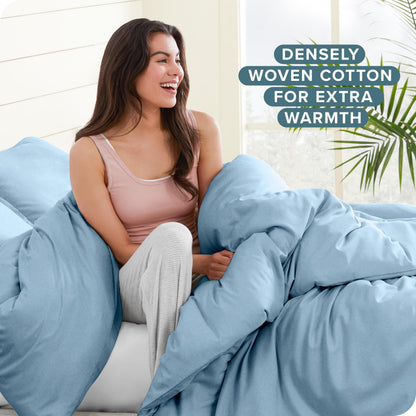 Bare Home Flannel Duvet Cover Set - Full/Queen - 100% Cotton, Velvety Soft Heavyweight Premium Flannel, Double Brushed