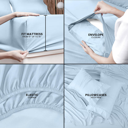 Utopia Bedding Queen Bed Sheets Set - 4 Piece Bedding - Brushed Microfiber - Shrinkage and Fade Resistant - Easy Care