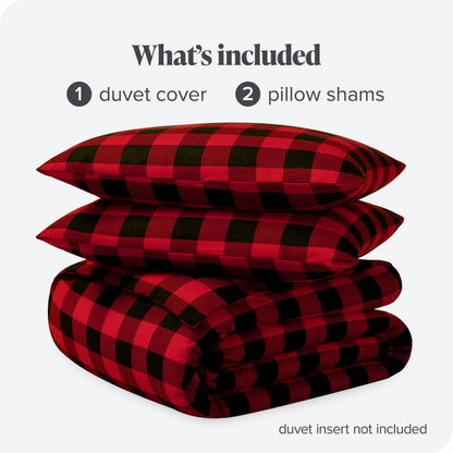 Bare Home Flannel Duvet Cover Set - Full/Queen - 100% Cotton, Velvety Soft Heavyweight Premium Flannel, Double Brushed