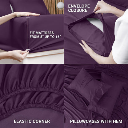 Utopia Bedding Queen Bed Sheets Set - 4 Piece Bedding - Brushed Microfiber - Shrinkage and Fade Resistant - Easy Care