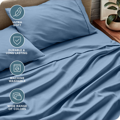Bare Home Split Head Flex King Sheet Set - 1800 Ultra-Soft Microfiber Bed Sheets 4 Piece Set - FlexTop Bedding Sheets (Grey)