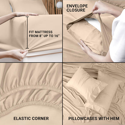 Utopia Bedding Queen Bed Sheets Set - 4 Piece Bedding - Brushed Microfiber - Shrinkage and Fade Resistant - Easy Care