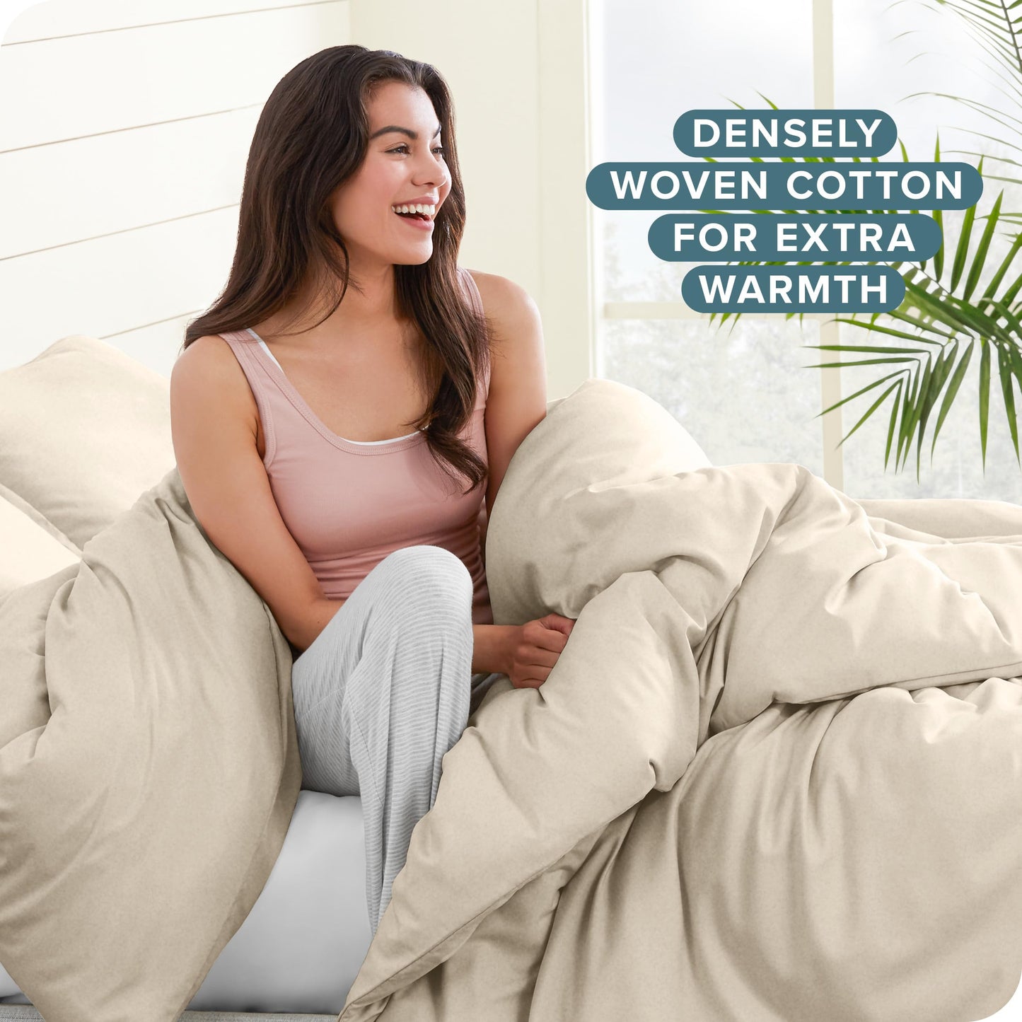 Bare Home Flannel Duvet Cover Set - Full/Queen - 100% Cotton, Velvety Soft Heavyweight Premium Flannel, Double Brushed