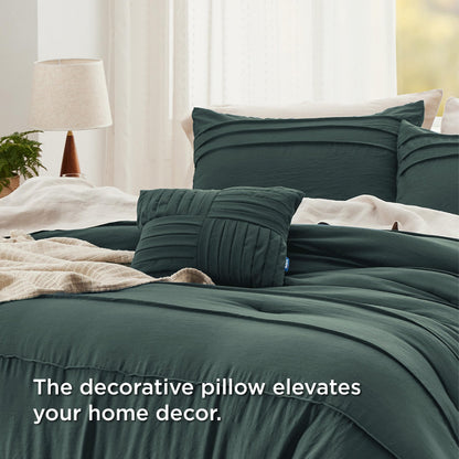 Bedsure Beige Queen Comforter Set - 4 Pieces Pinch Pleat Bed Set, Down Alternative Bedding Sets for All Season, 1 Comforter, 2 Pillowcases, 1 Decorative Pillow