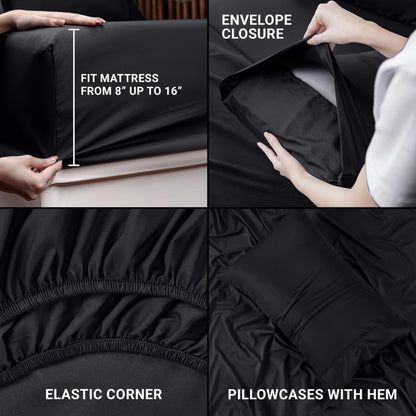 Utopia Bedding Queen Bed Sheets Set - 4 Piece Bedding - Brushed Microfiber - Shrinkage and Fade Resistant - Easy Care