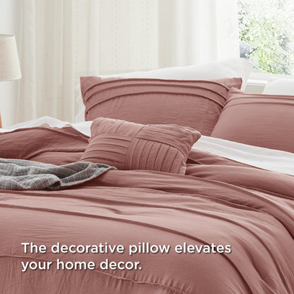 Bedsure Beige Queen Comforter Set - 4 Pieces Pinch Pleat Bed Set, Down Alternative Bedding Sets for All Season, 1 Comforter, 2 Pillowcases, 1 Decorative Pillow