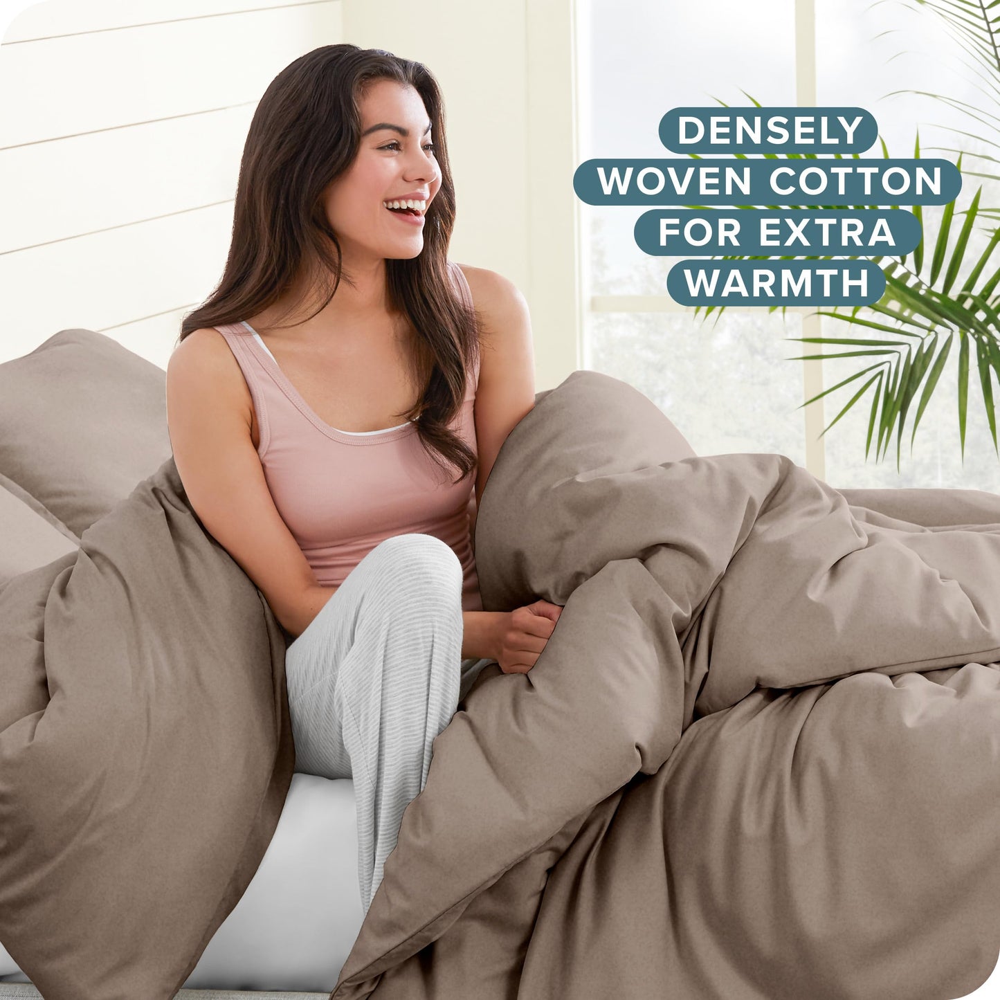Bare Home Flannel Duvet Cover Set - Full/Queen - 100% Cotton, Velvety Soft Heavyweight Premium Flannel, Double Brushed