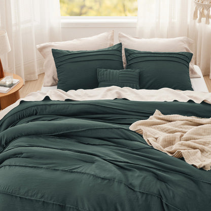 Bedsure Beige Queen Comforter Set - 4 Pieces Pinch Pleat Bed Set, Down Alternative Bedding Sets for All Season, 1 Comforter, 2 Pillowcases, 1 Decorative Pillow