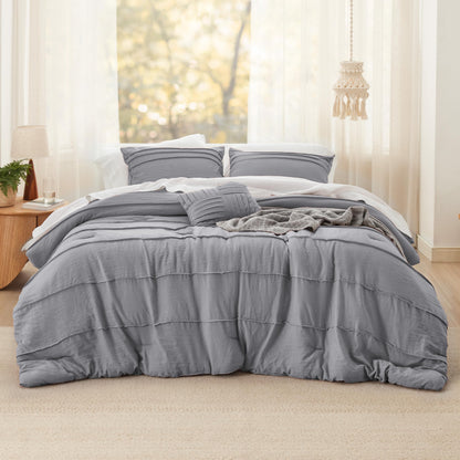 Bedsure Beige Queen Comforter Set - 4 Pieces Pinch Pleat Bed Set, Down Alternative Bedding Sets for All Season, 1 Comforter, 2 Pillowcases, 1 Decorative Pillow