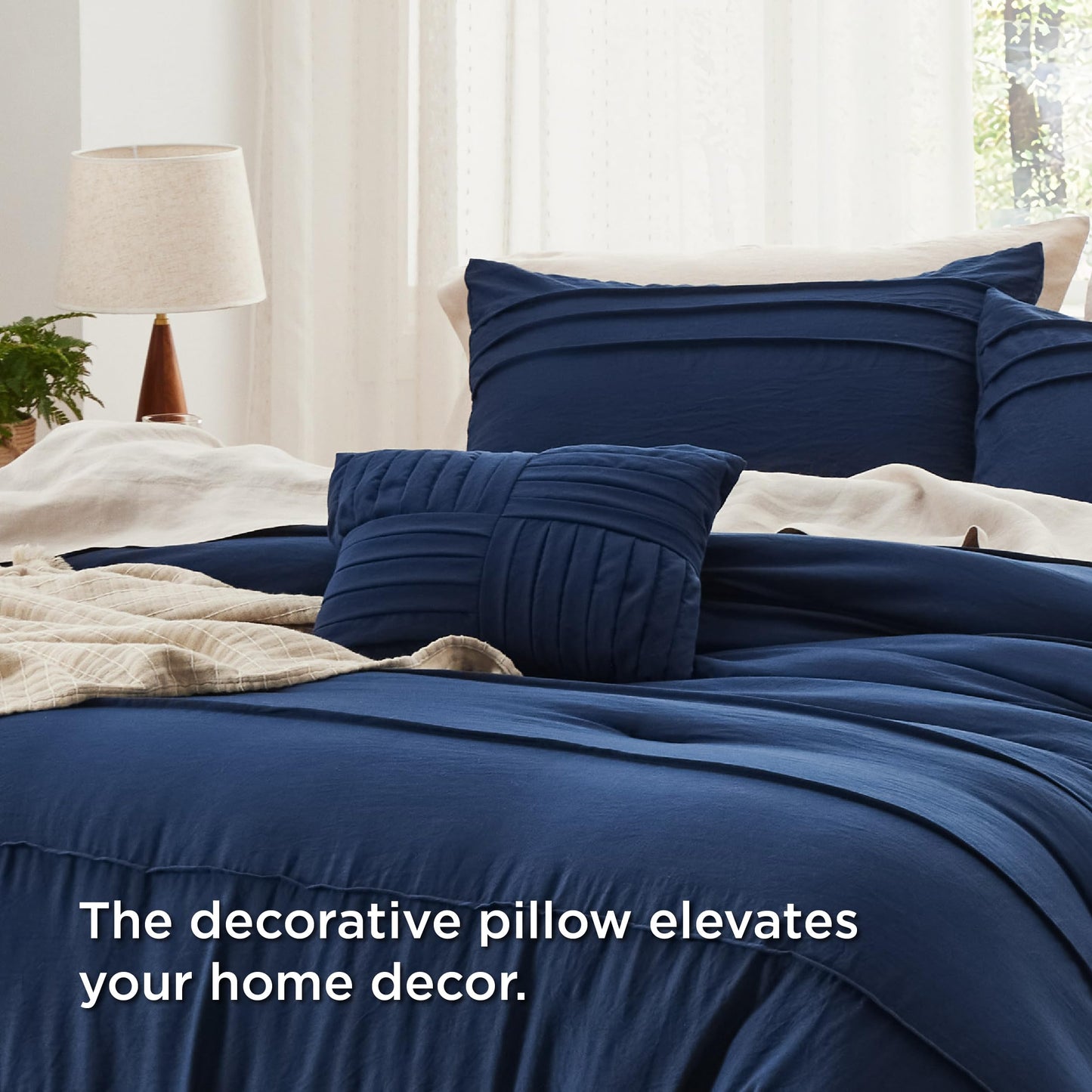Bedsure Beige Queen Comforter Set - 4 Pieces Pinch Pleat Bed Set, Down Alternative Bedding Sets for All Season, 1 Comforter, 2 Pillowcases, 1 Decorative Pillow