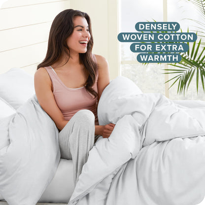 Bare Home Flannel Duvet Cover Set - Full/Queen - 100% Cotton, Velvety Soft Heavyweight Premium Flannel, Double Brushed