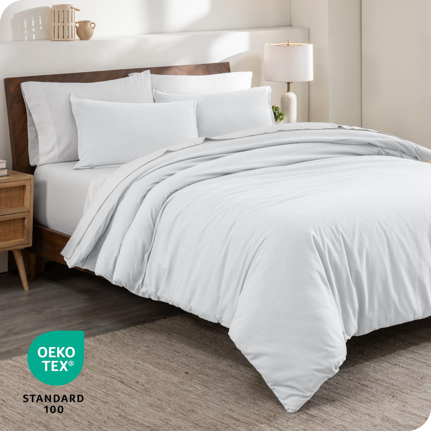 Bare Home Flannel Duvet Cover Set - Full/Queen - 100% Cotton, Velvety Soft Heavyweight Premium Flannel, Double Brushed
