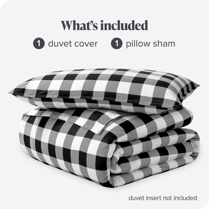 Bare Home Flannel Duvet Cover Set - Full/Queen - 100% Cotton, Velvety Soft Heavyweight Premium Flannel, Double Brushed