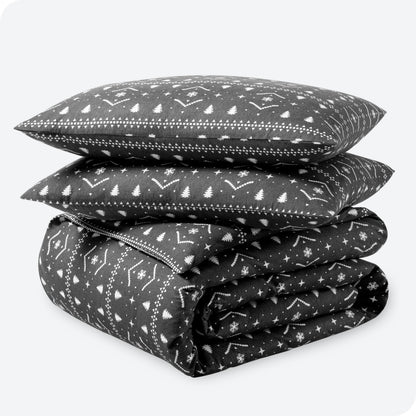 Bare Home Flannel Duvet Cover Set - Full/Queen - 100% Cotton, Velvety Soft Heavyweight Premium Flannel, Double Brushed