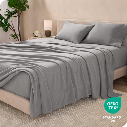 Bare Home Super Soft Fleece Sheet Set - Split Head Flex King Size - Extra Plush Polar Fleece, No-Pilling Bed Sheets - All Season Cozy Warmth