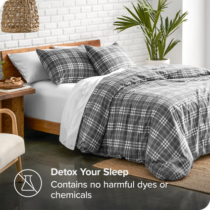 Bare Home Flannel Duvet Cover Set - Full/Queen - 100% Cotton, Velvety Soft Heavyweight Premium Flannel, Double Brushed