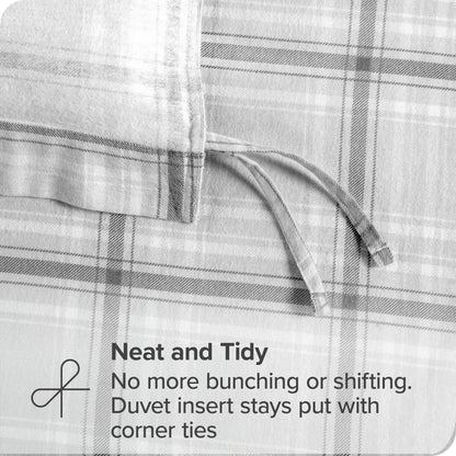 Bare Home Flannel Duvet Cover Set - Full/Queen - 100% Cotton, Velvety Soft Heavyweight Premium Flannel, Double Brushed