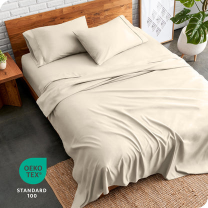 Bare Home Split Head Flex King Sheet Set - 1800 Ultra-Soft Microfiber Bed Sheets 4 Piece Set - FlexTop Bedding Sheets (Grey)